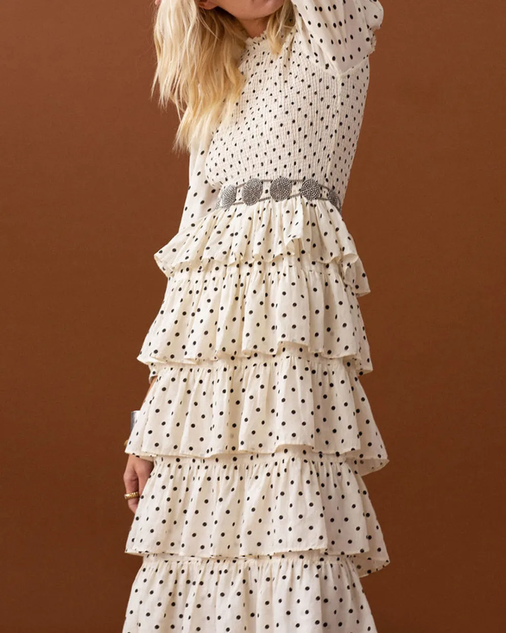 Shelby Cream Dot Smocked Dress