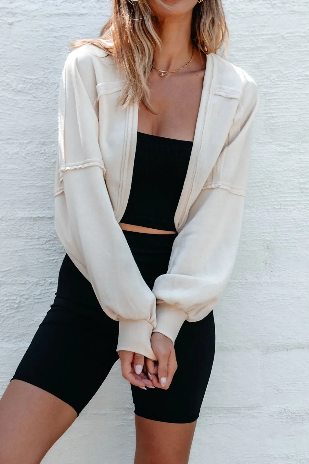 Cream Cropped Shrug Cardigan