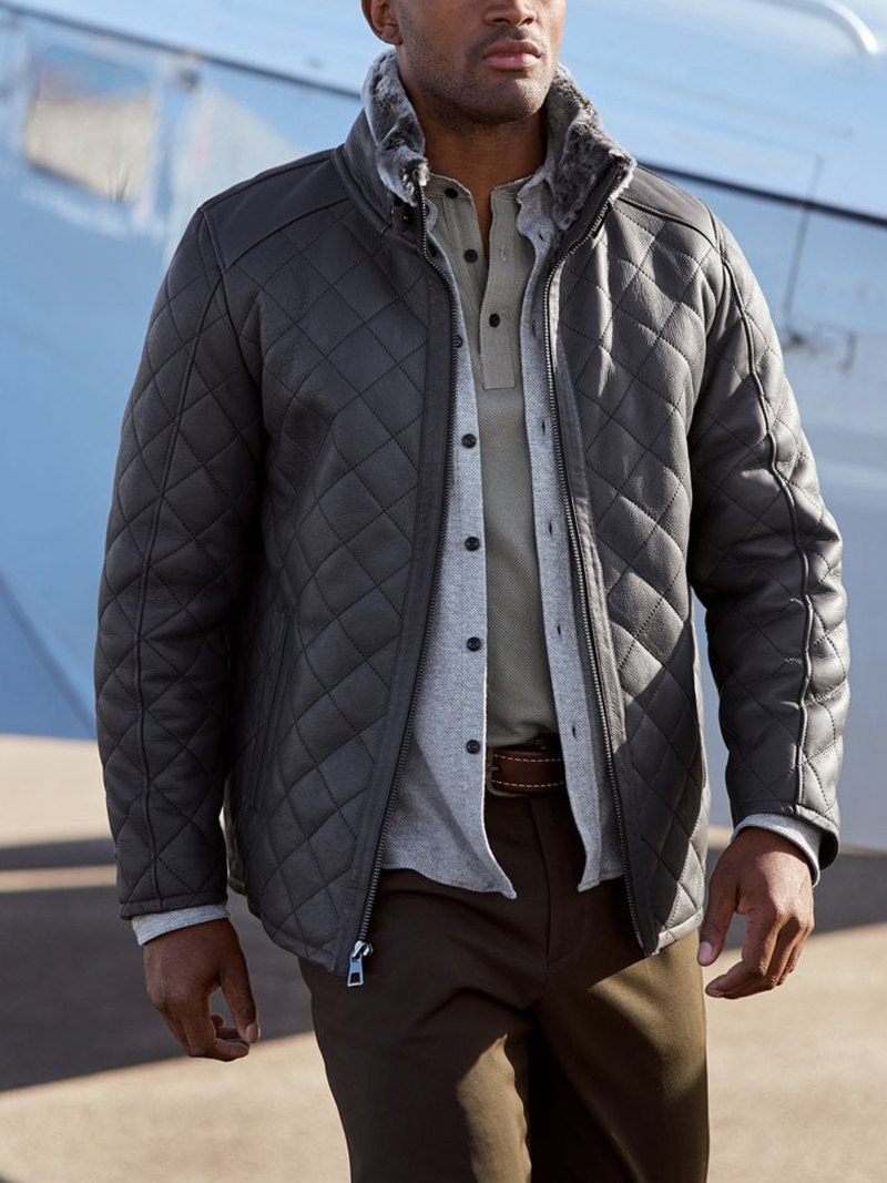 Men's quilted sheepskin jacket