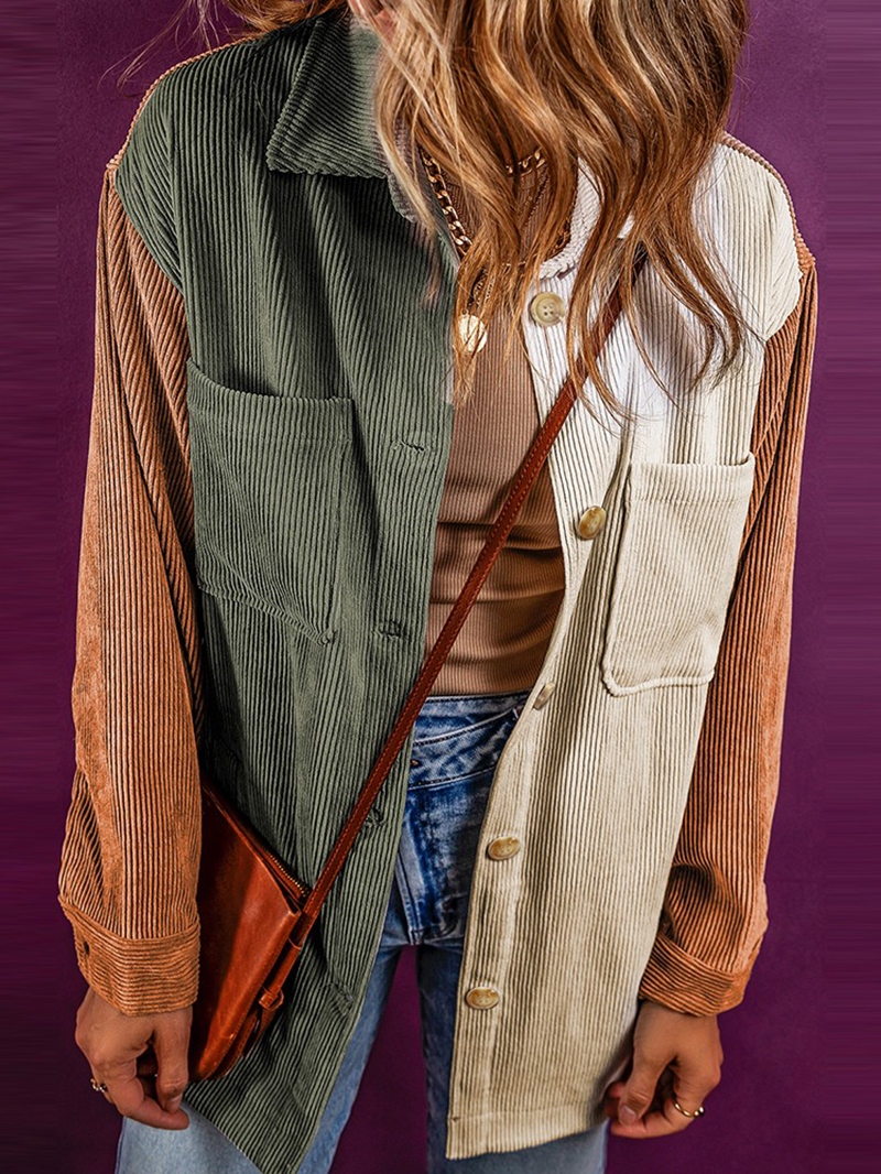 Women's Color Block Corduroy Jacket