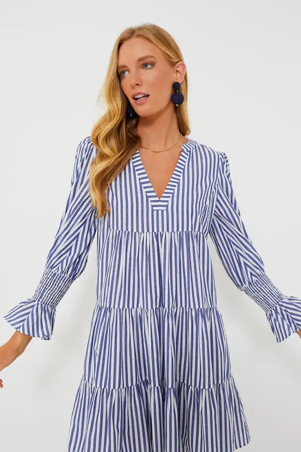 Blue and White Stripe Cotton Poplin Kenzo Dress