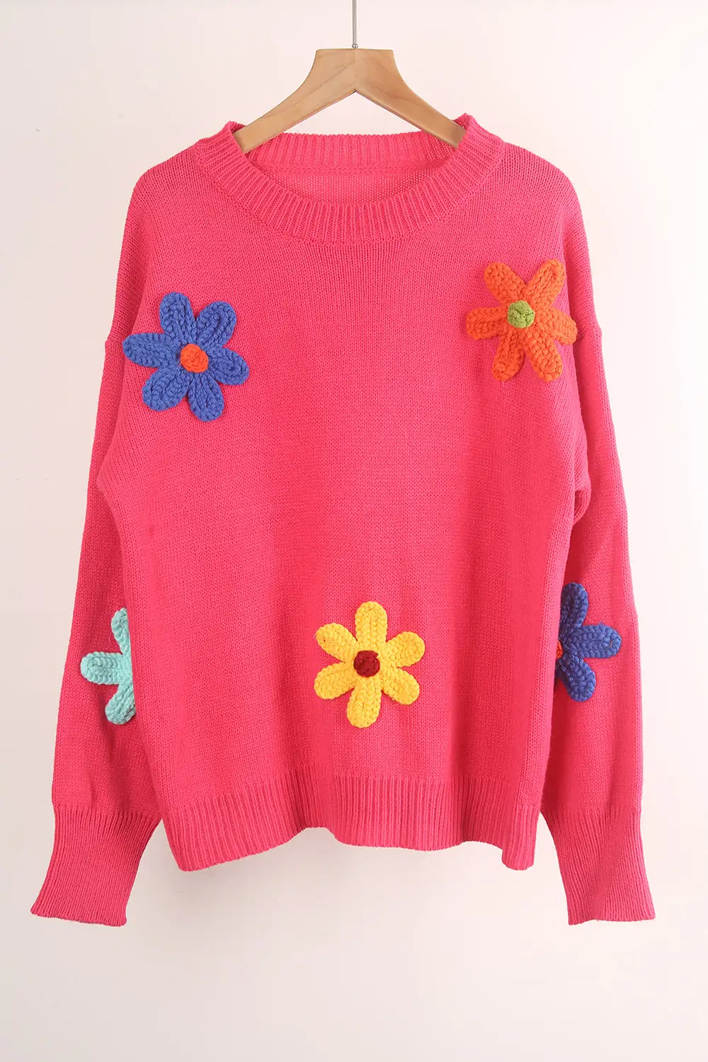 Loose Flower Round Neck Sweater