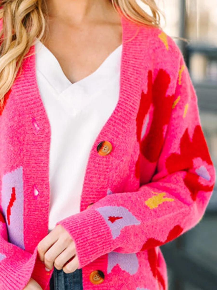 Pink Floral Cardigan