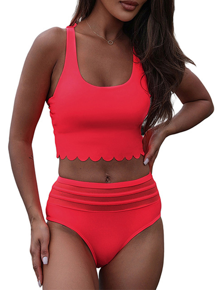 Sexy Solid Color Swimsuit Slim Triangle Bikini Suit