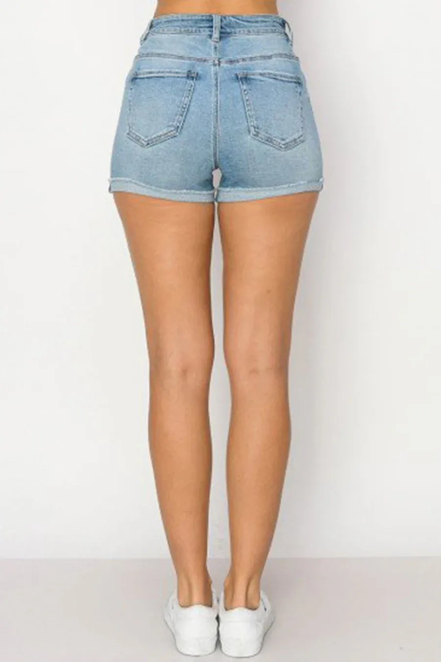 WAXJEAN High Rise Denim Shorts With Exposed Pocket Bag