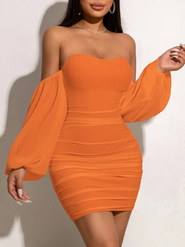 Women's One-shoulder Long-sleeved Dress