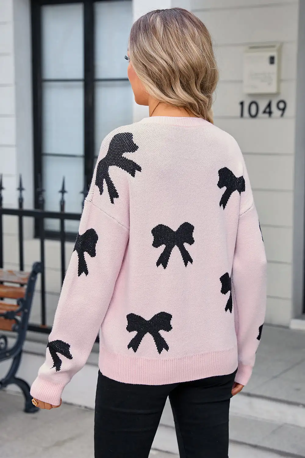 Knitwear Bow Pullover Long Sleeve Sweater