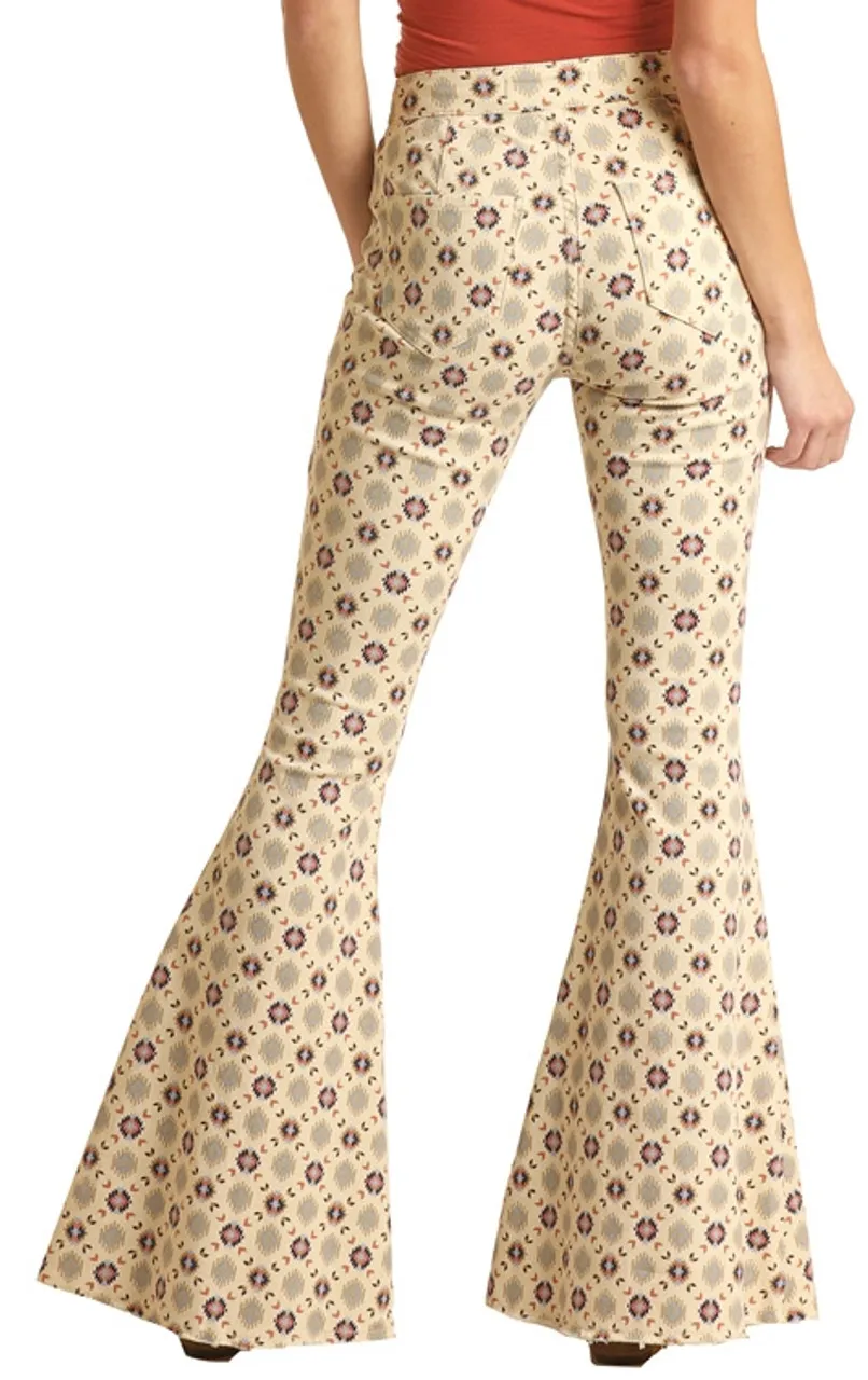 Bargain Bells High Rise Stretch Desert Print Pull-On Flare Jeans