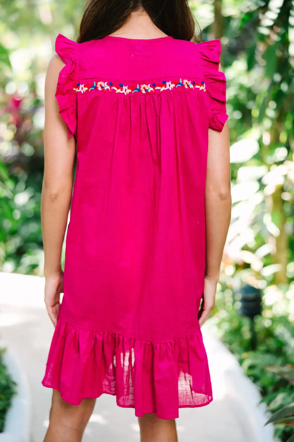 Be Seen Fuchsia Pink Embroidered Dress