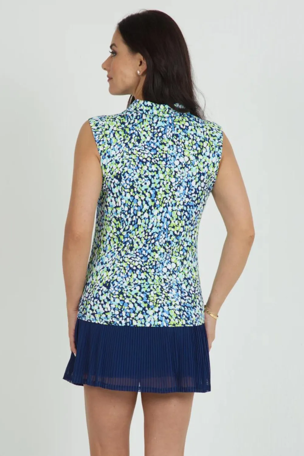 IBKUL Naomi Sleeveless Polo - Navy & Lime