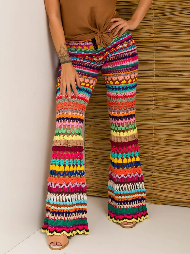 Women's Resort Beach Woven Hollow Trousers