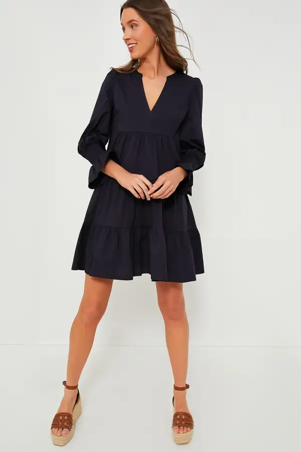 Navy Cotton Poplin Kenzo Dress