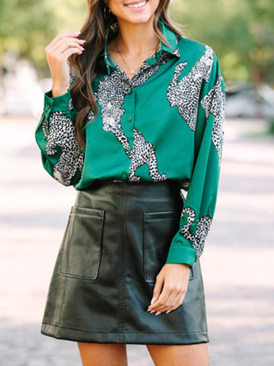 Green Leopard Blouse