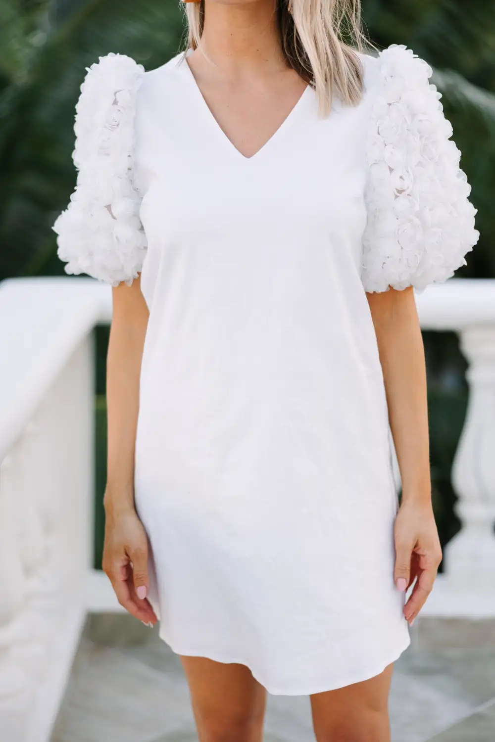 Take A Moment White Puff Sleeve Dress