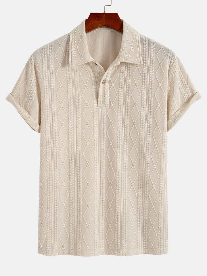 Knitted Geometric Rhombus Jacquard Polo