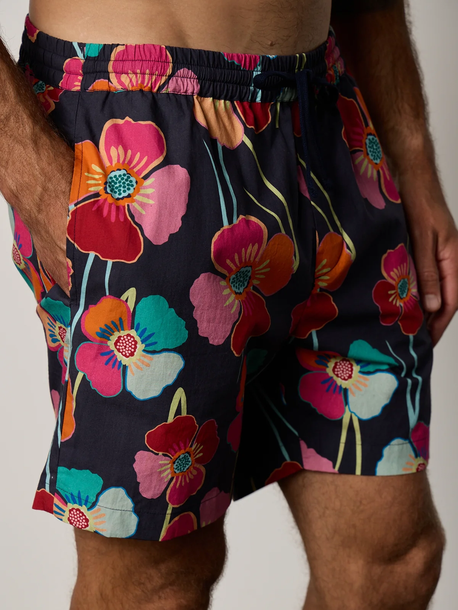 Floral Print Drawstring Vocation Shorts