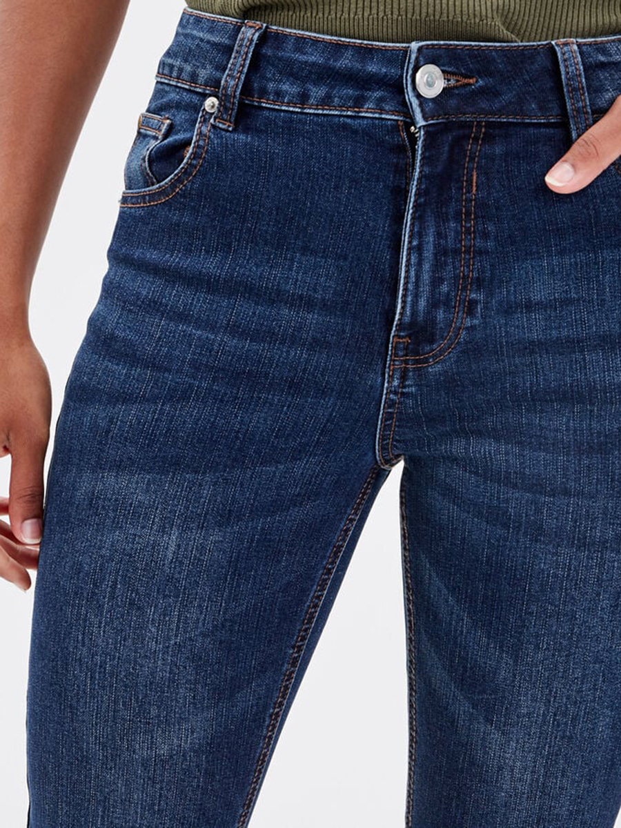 Jeans regular taille haute denim brut femme