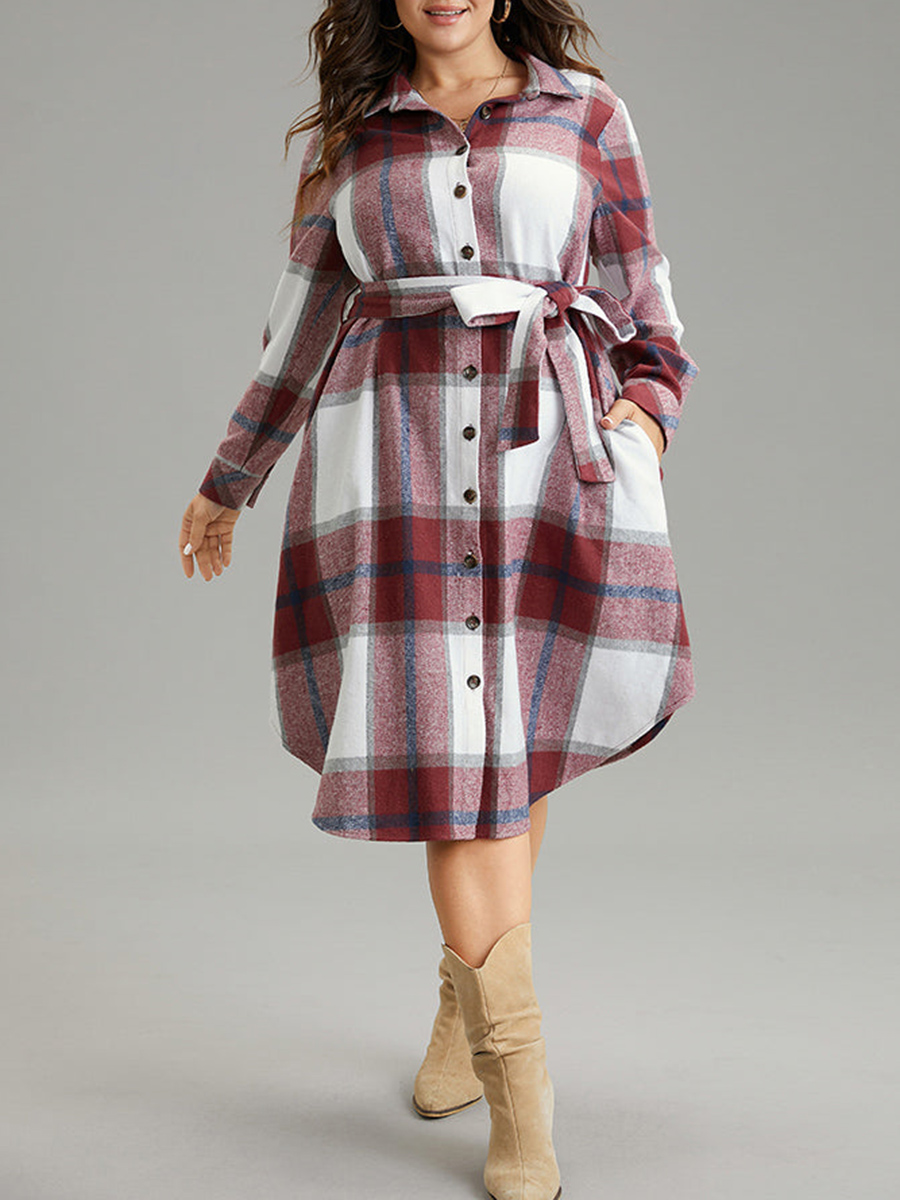 Elegant senior plaid dress MIDI skirt