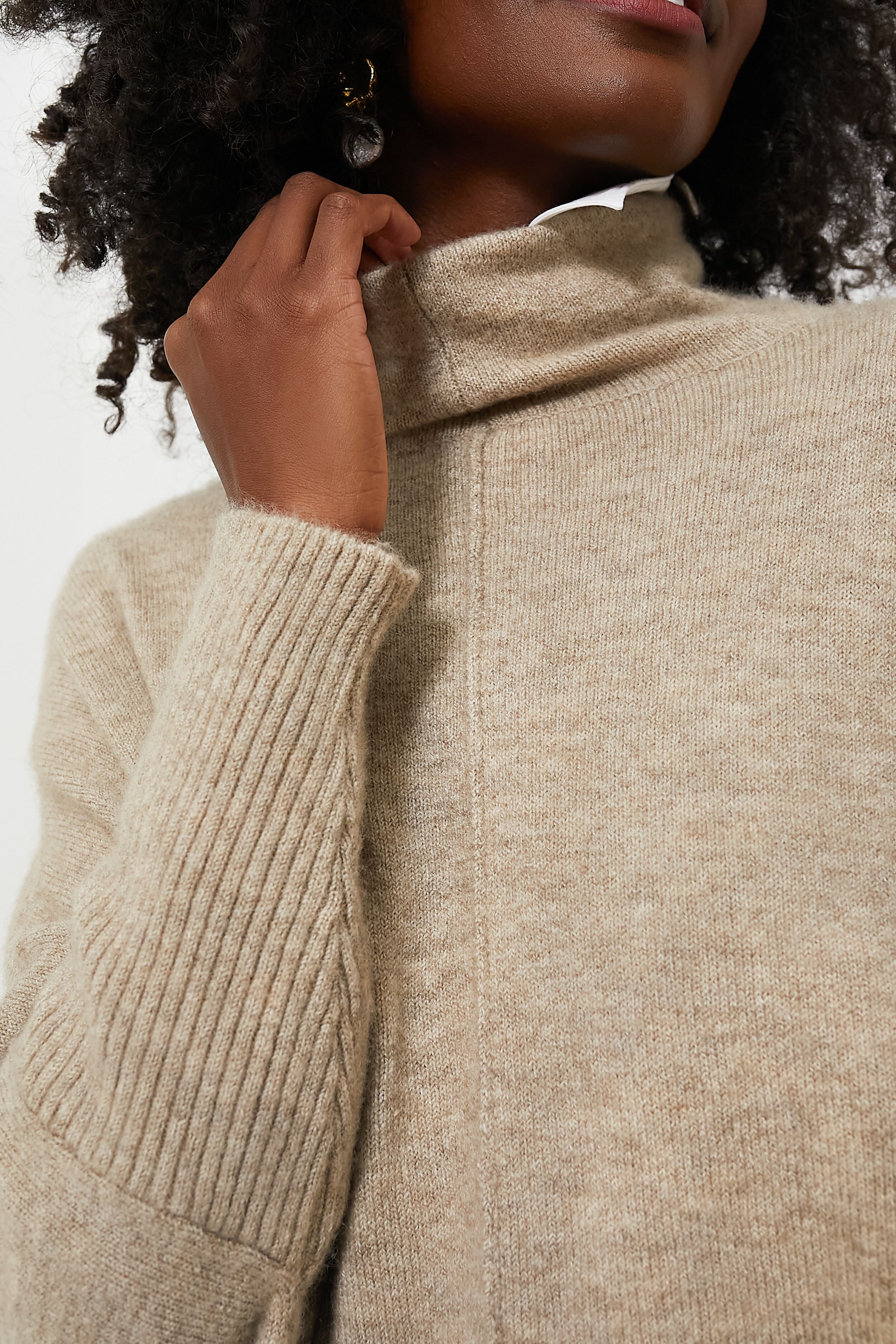 Exclusive Taupe Turtleneck Soft Sweater