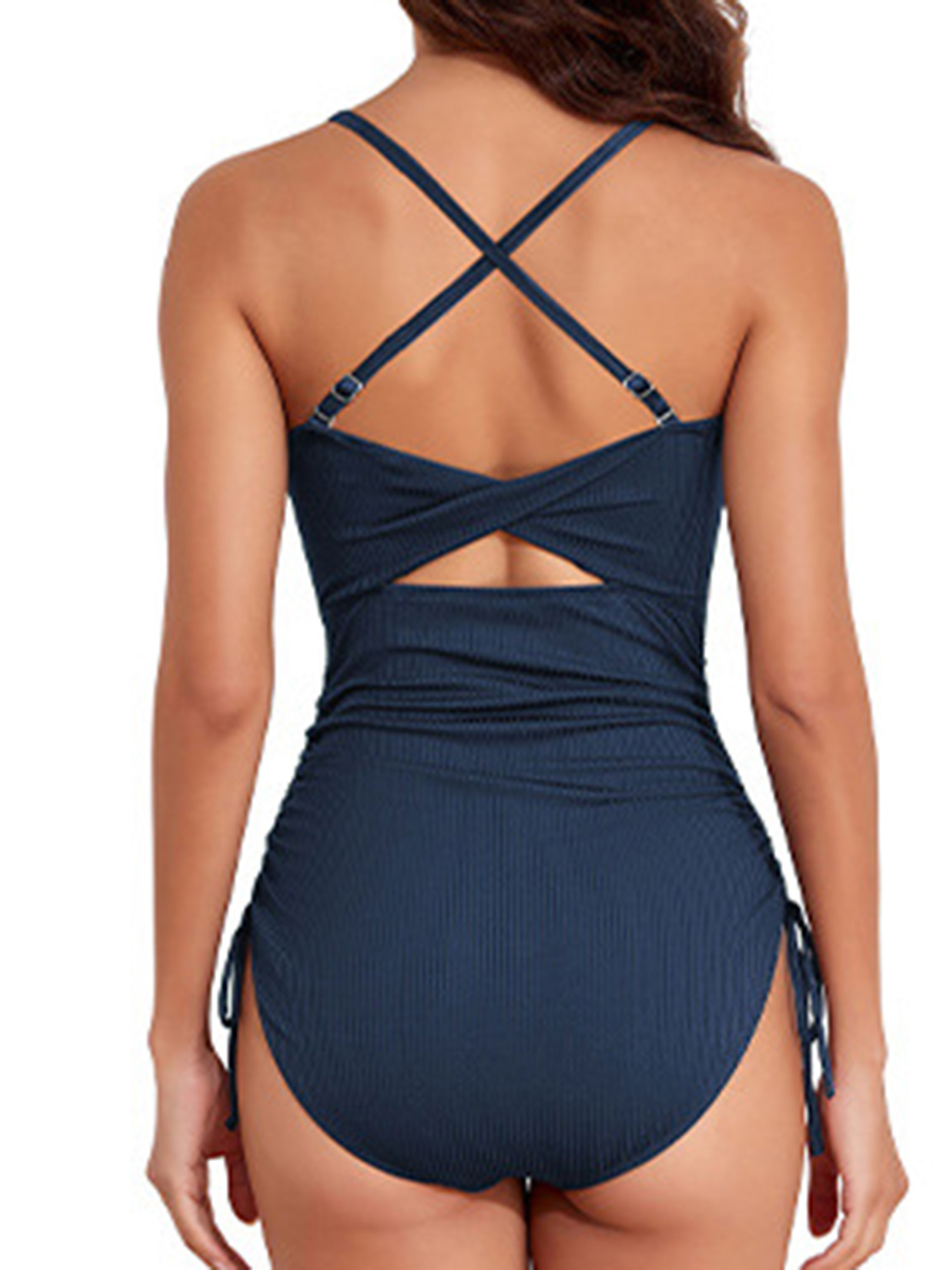 Sexy Slim Fit Basic Swimsuit With Suspenders