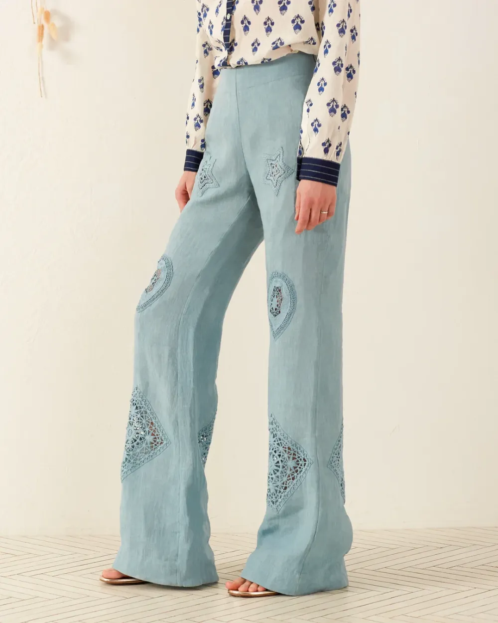 Charlie Aqua Eyelet Pant