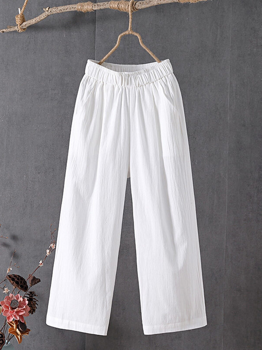 Casual pocket cotton and linen pants