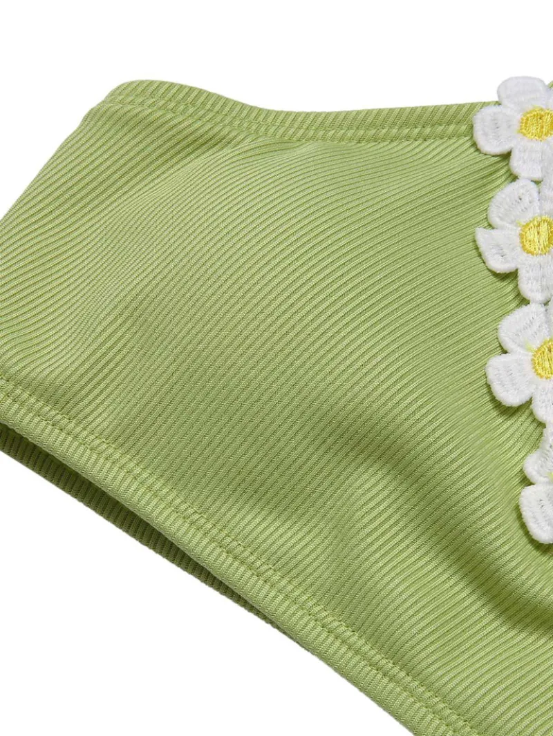 GREEN 1950S POLKA DOT V-NECK SWIMSUIT