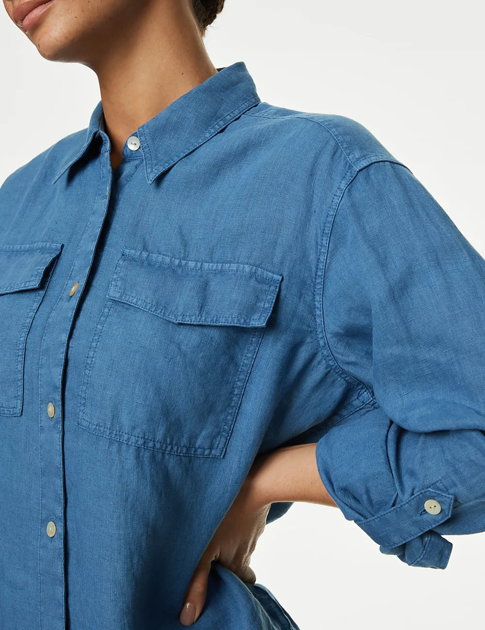 Pure Linen Relaxed Utility Shirt