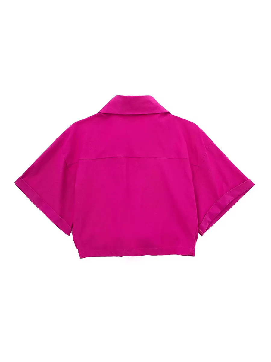 Women's Fitted Stretch Cropped Shirt