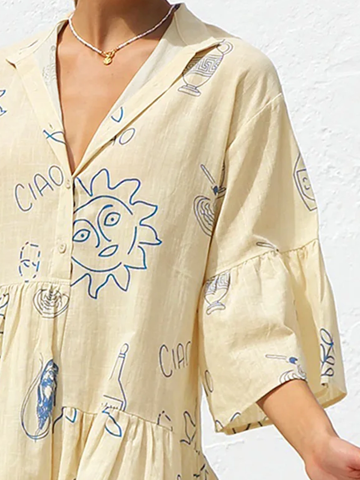 Oversized Sun Print Short Dress