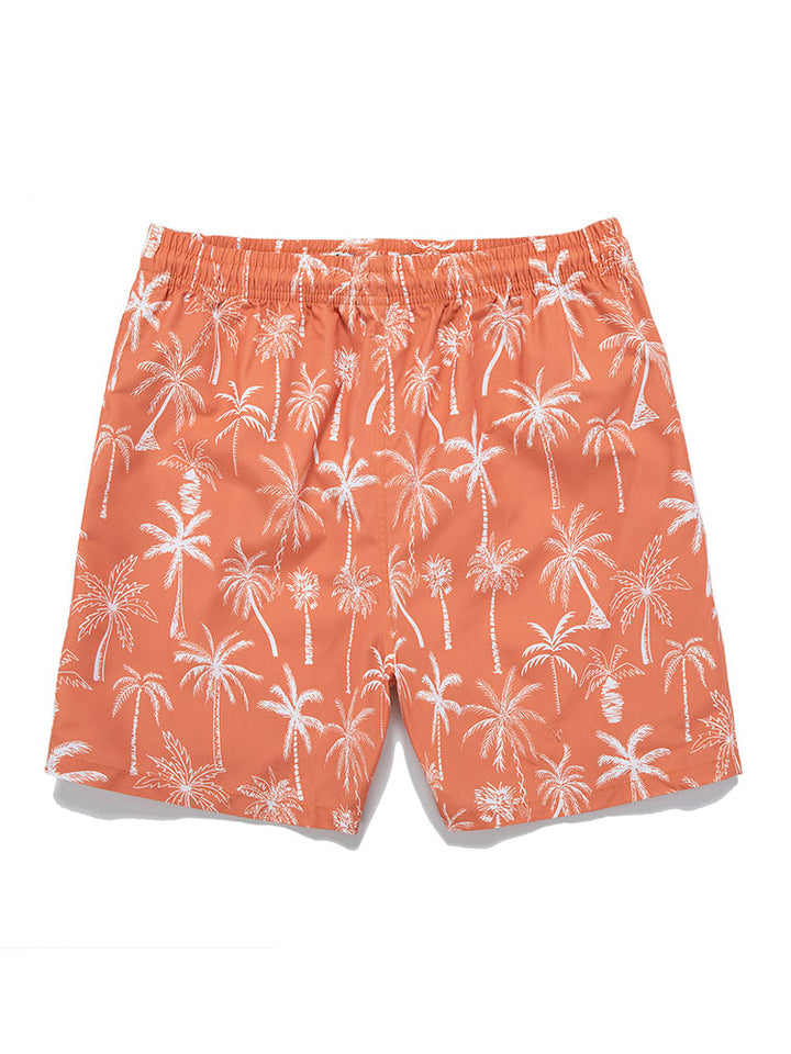 Skeleton On Vacation Graphic T-Shirts & Palm Tree Print Swim Shorts