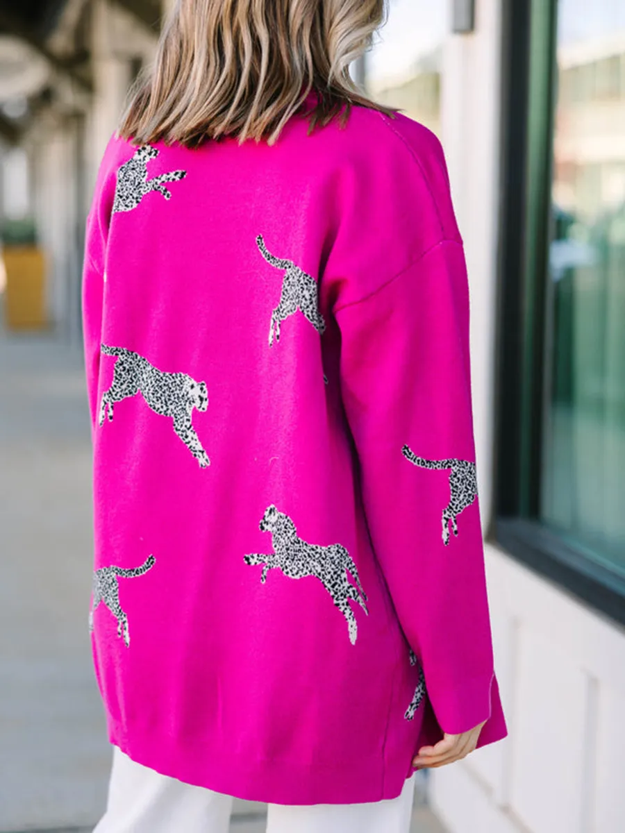 Pink animal pattern Cardigan