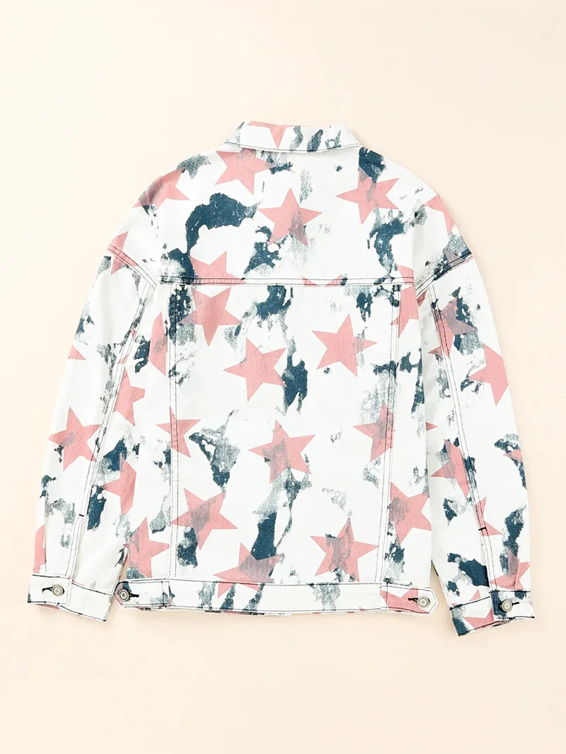 Women's contrast star print denim jacket