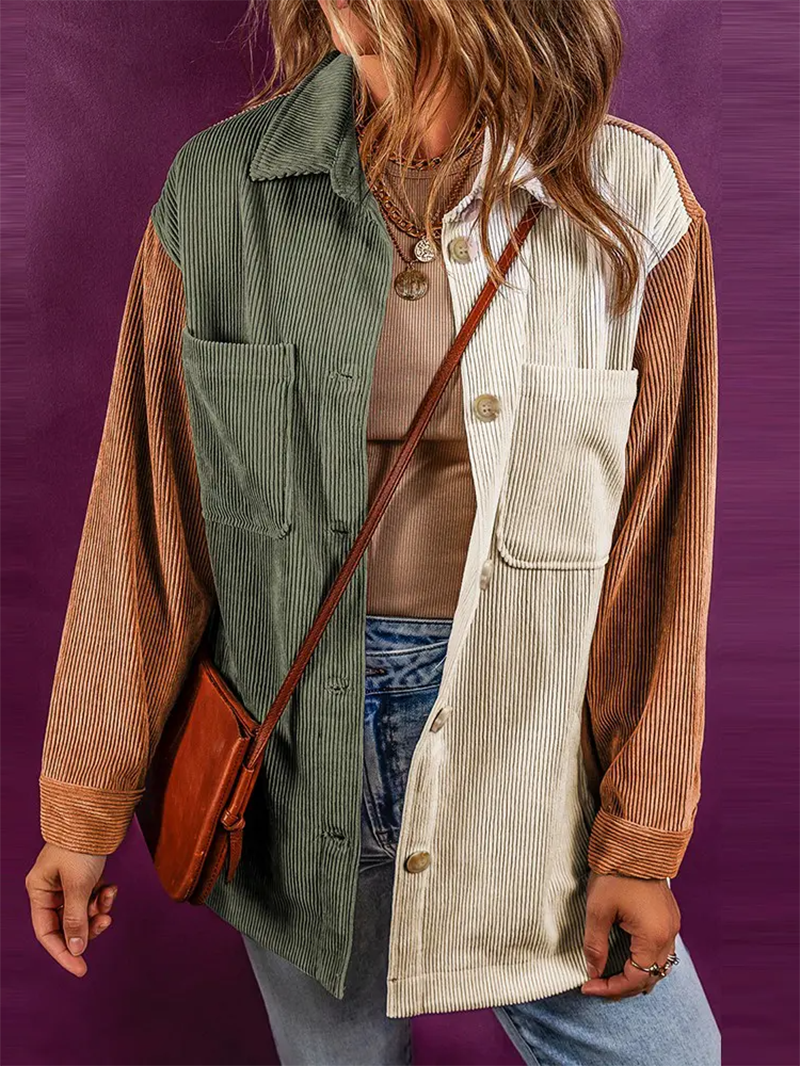 Women's Color Block Corduroy Jacket