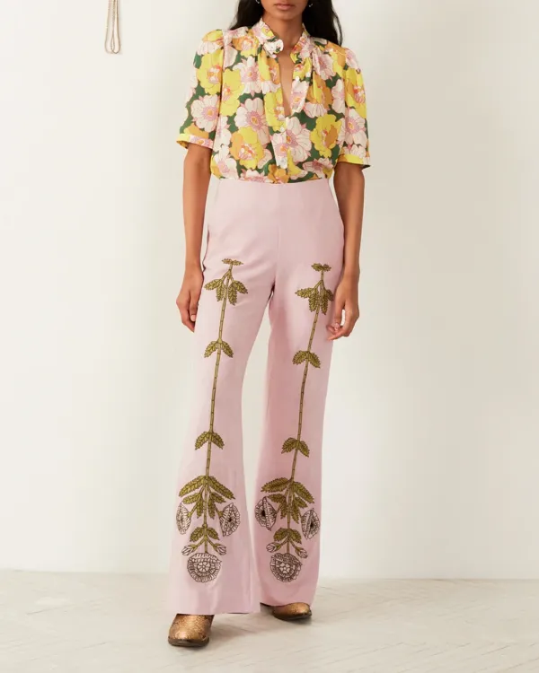 Charlie Crocus Embroidered Pant