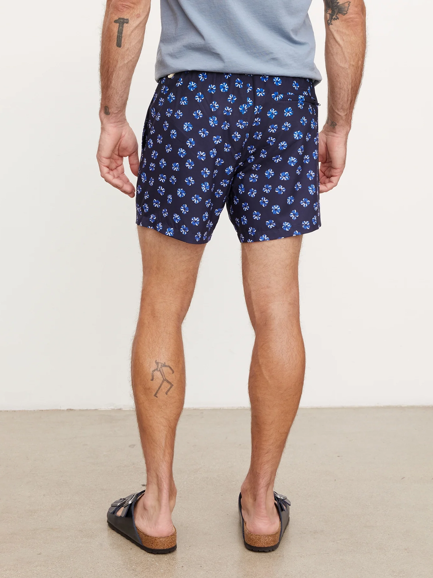 Floral Print Drawstring Swim Trunks