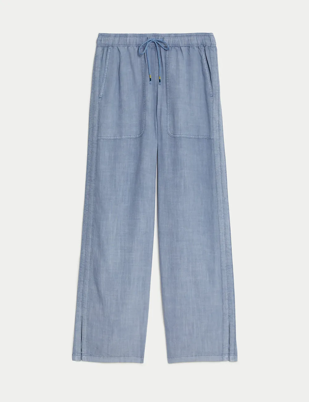 Linen Blend Elasticated Waist Drawstring Trousers