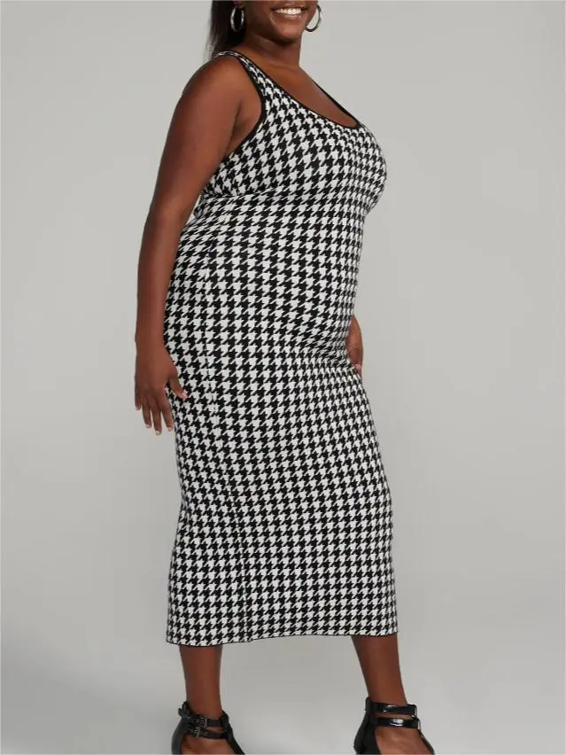 Houndstooth Bodycon Sweater Dress