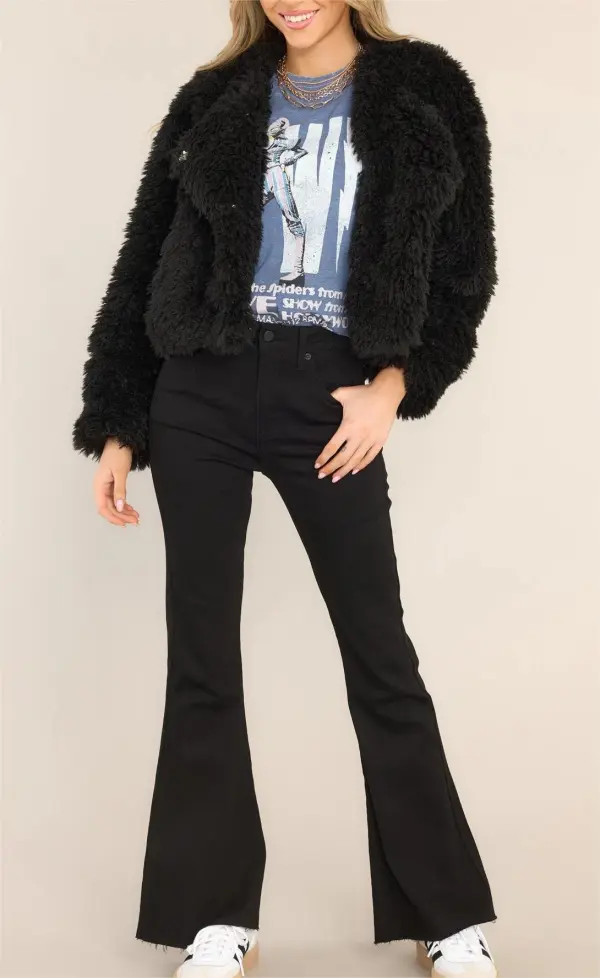 DIVA DREAMS BLACK SHEARLING JACKET