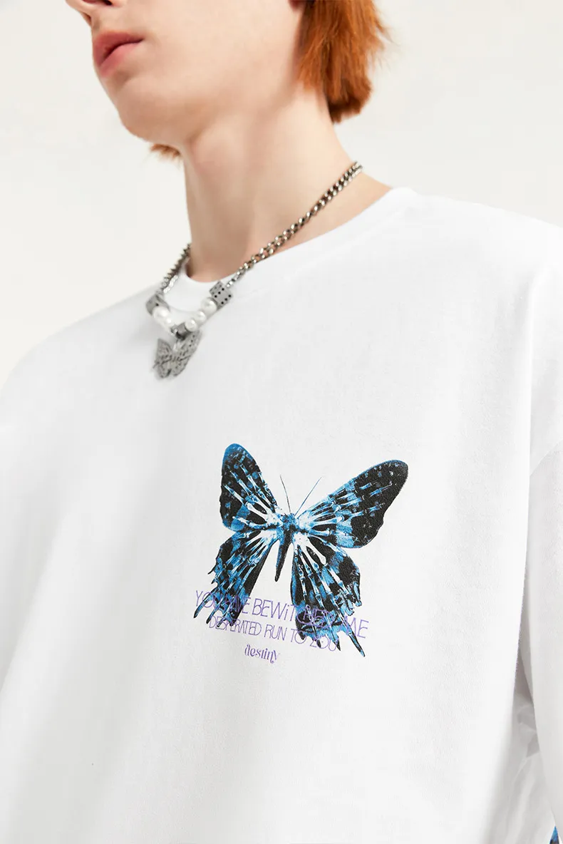 X-ray Butterfly Print Trendy Street Loose Short Sleeved Top