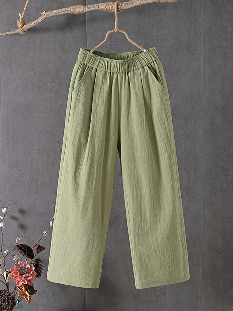 Casual pocket cotton and linen pants