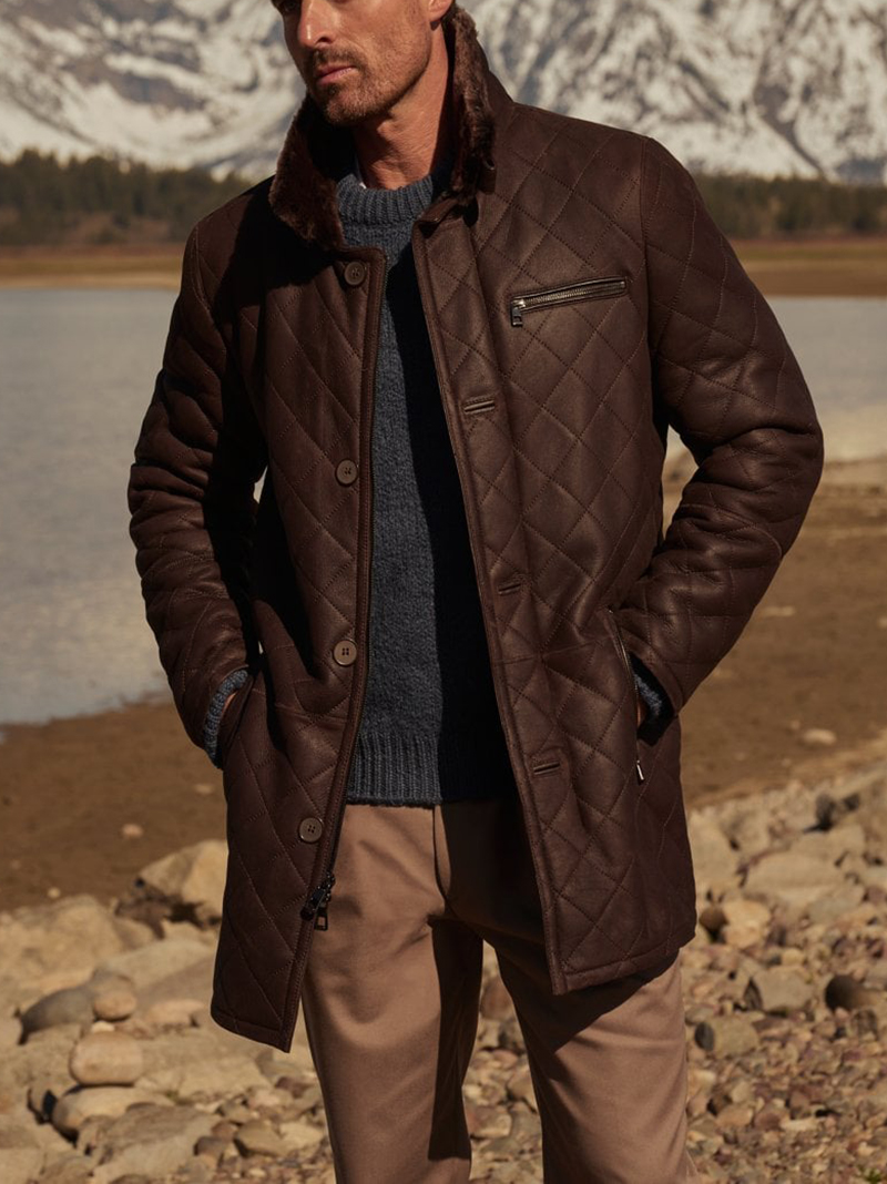 Men's quilted sheepskin coat