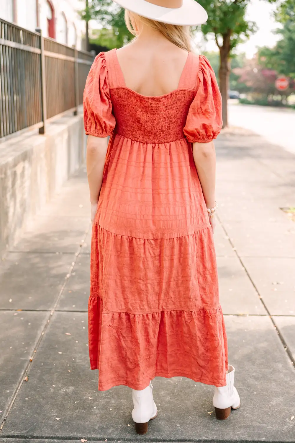 Think About It Rust Orange Midi Dress