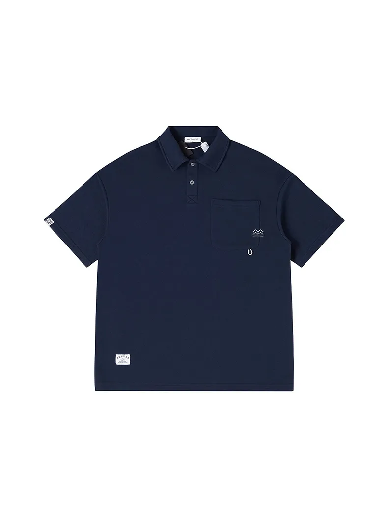 Loose Polo Shirt With Embroidered Pockets