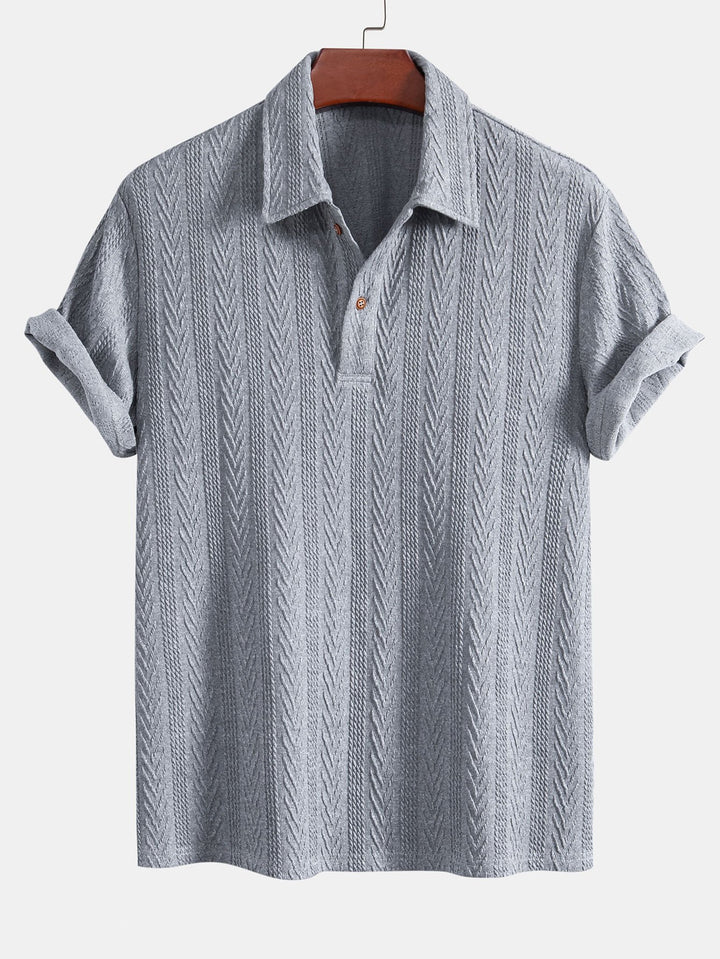 Knitted Geometric Jacquard Polo