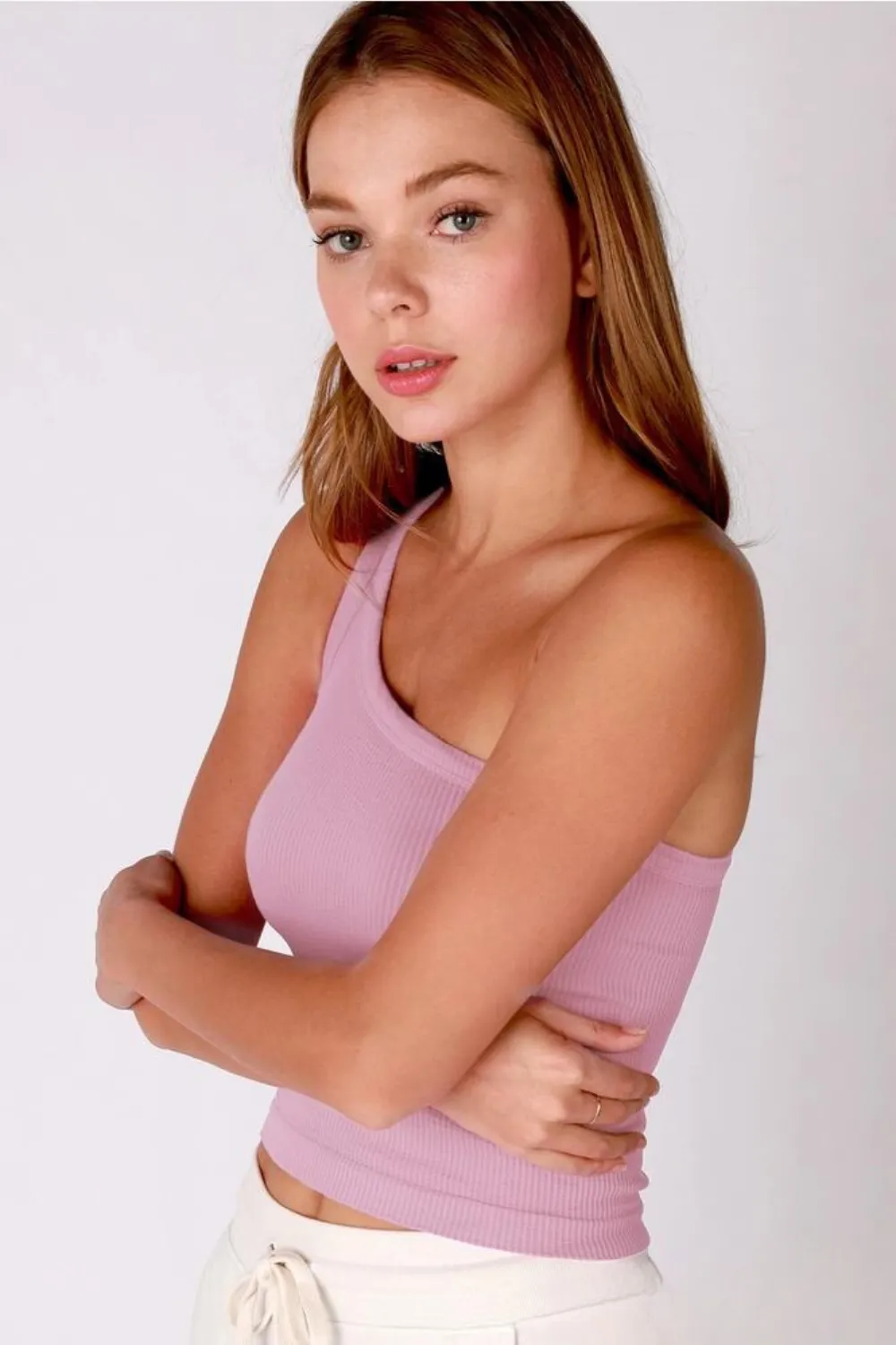 NikiBiki Solid One Shoulder Crop Top