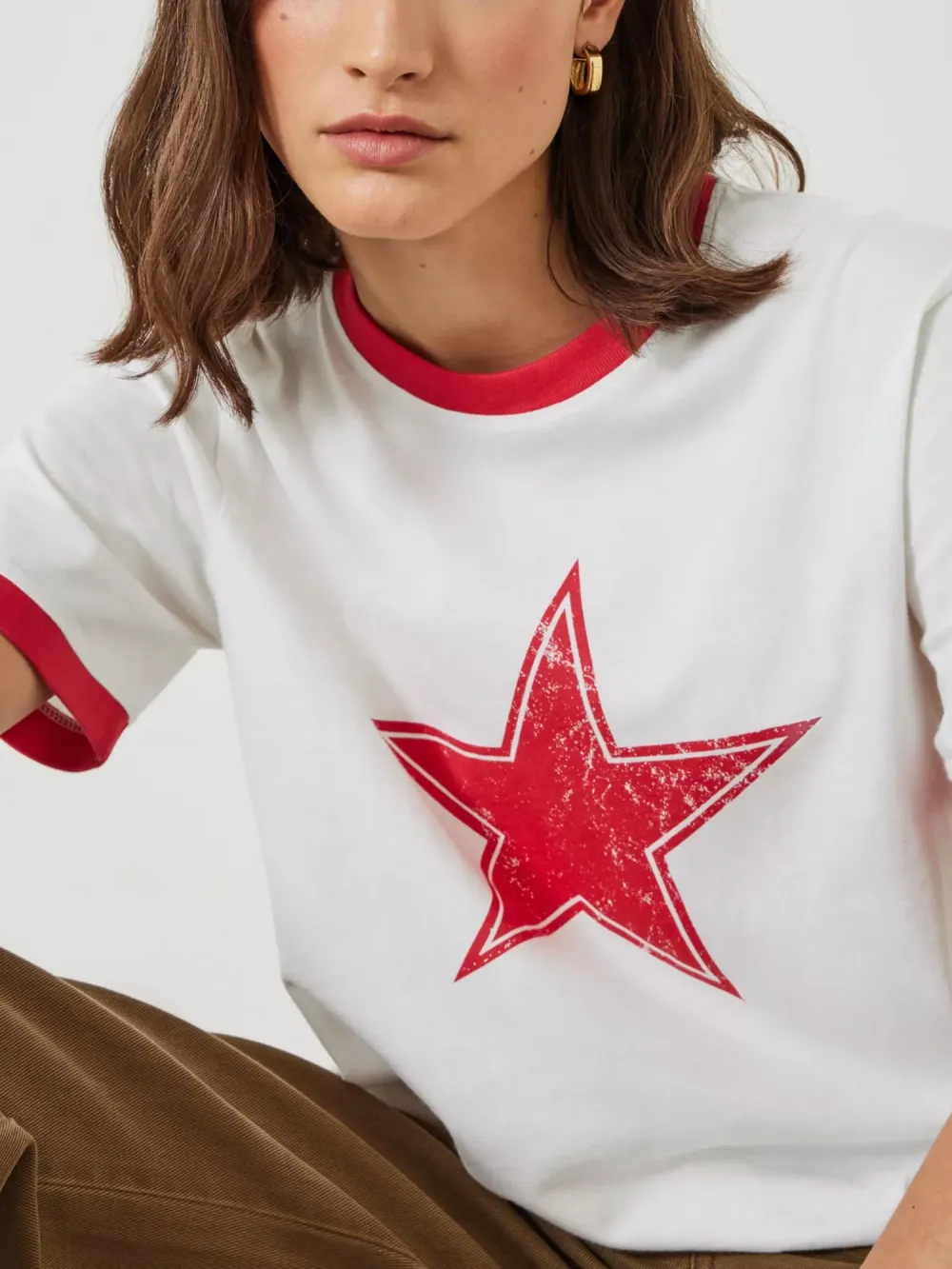 Shaan Star Ringer Cotton T-Shirt