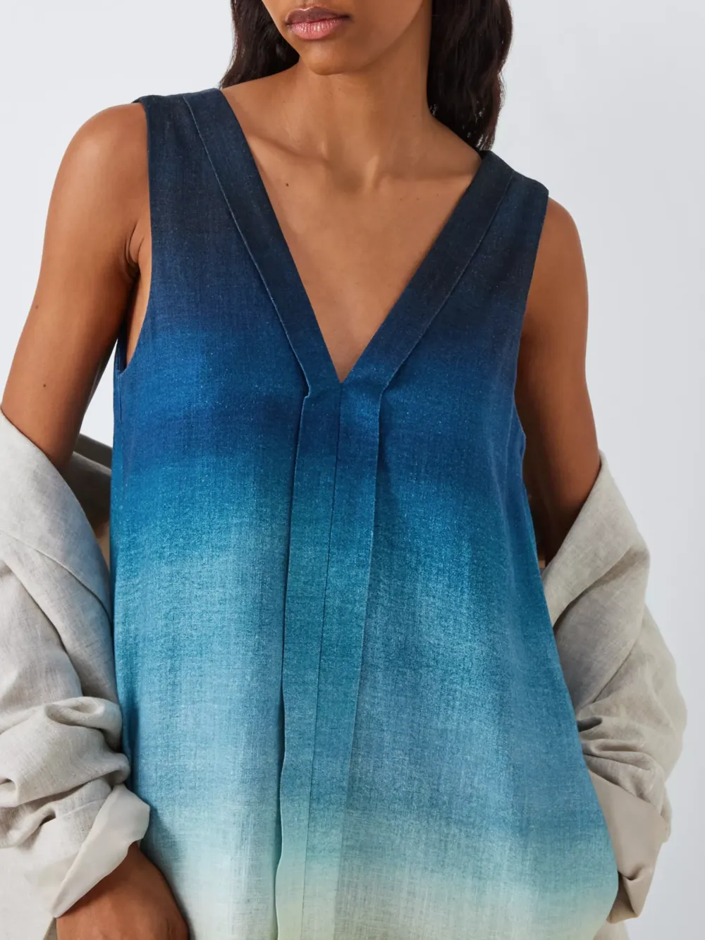 Linen Ombre V-Neck Dress