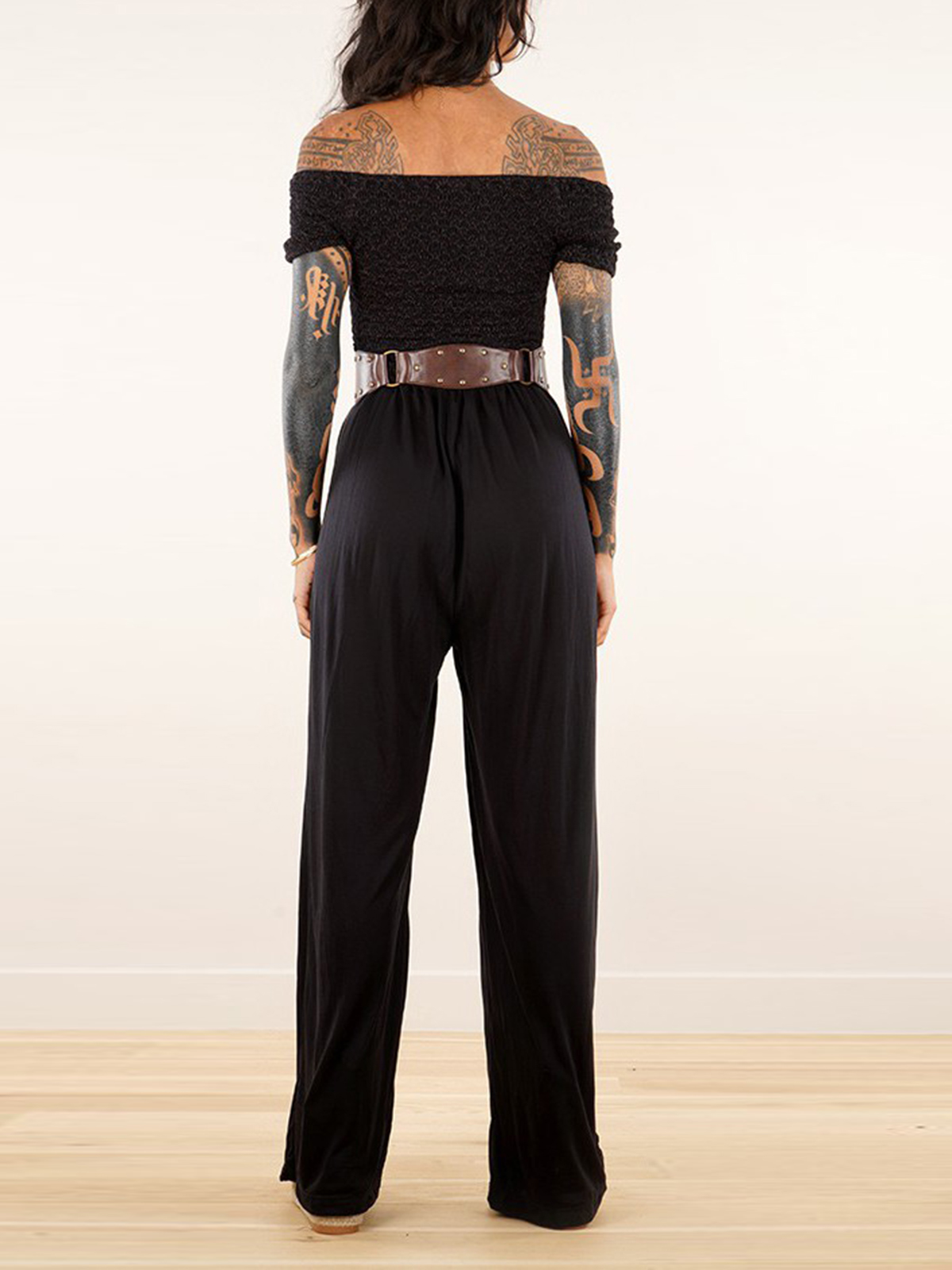 Short Sleeve Flare Leg Jumpsuit