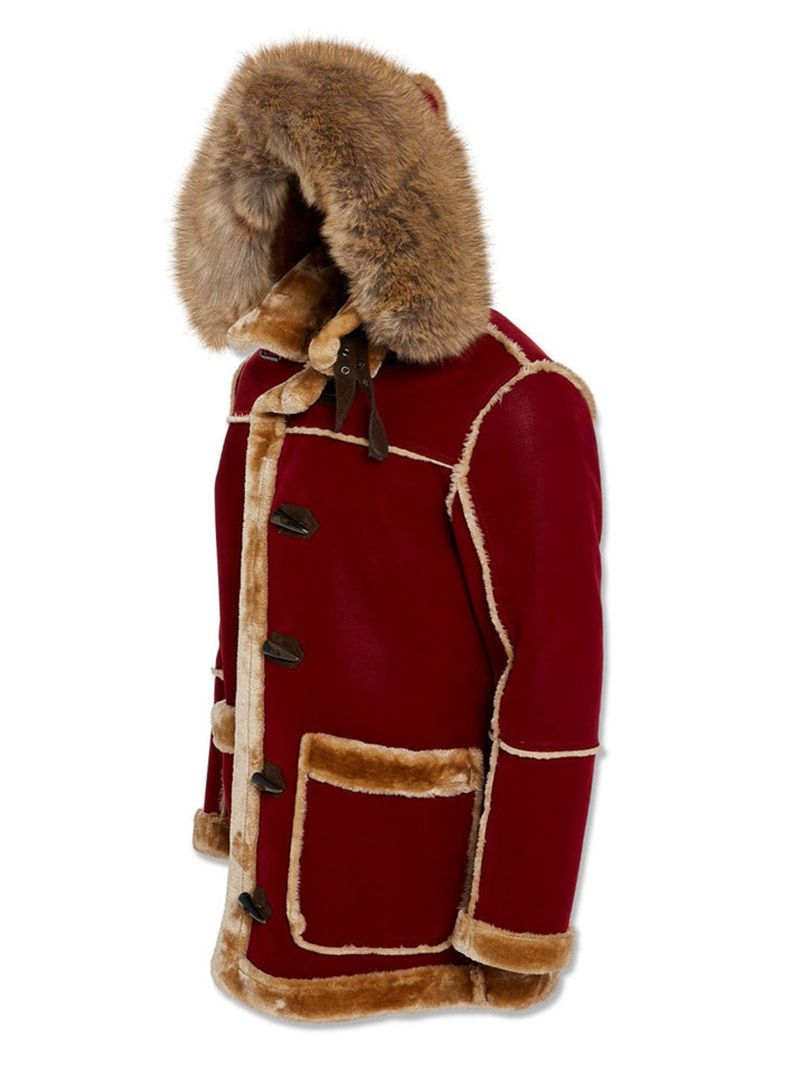 Men's Burgundy Shearling Jacket